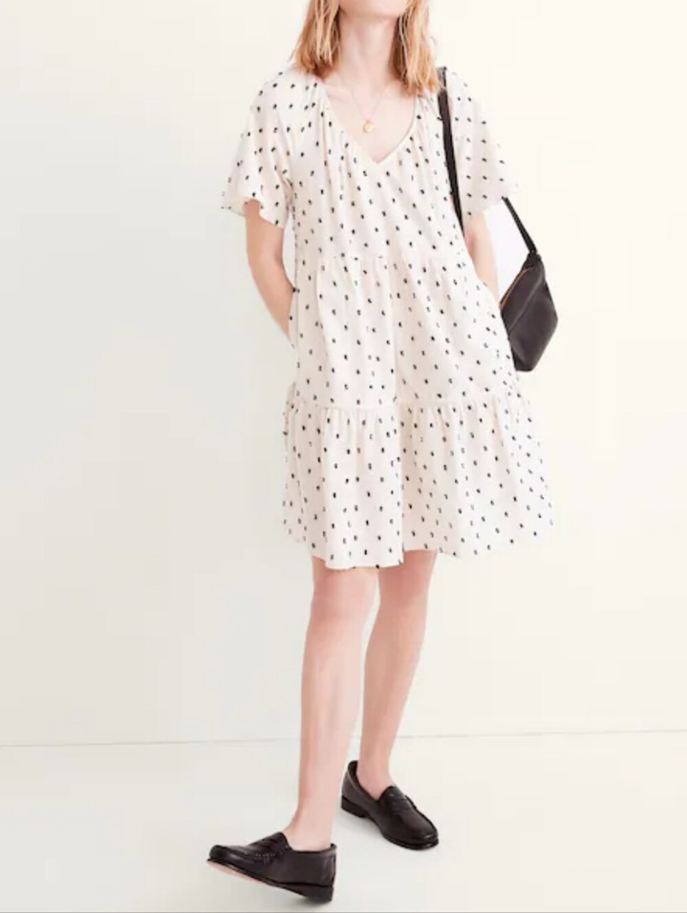 Madewell Cotton-Linen Lorelei Mini Dress in Clip Dot Size L